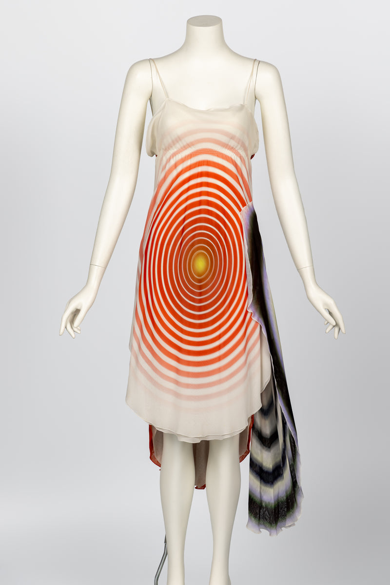 Fendi Karl Lagerfeld Spring 2008 Radiating Circles Silk Chiffon Dress NWT