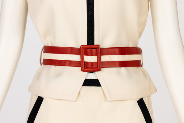 Vintage Courrèges  Ivory Wool Belted Jacket & Skirt