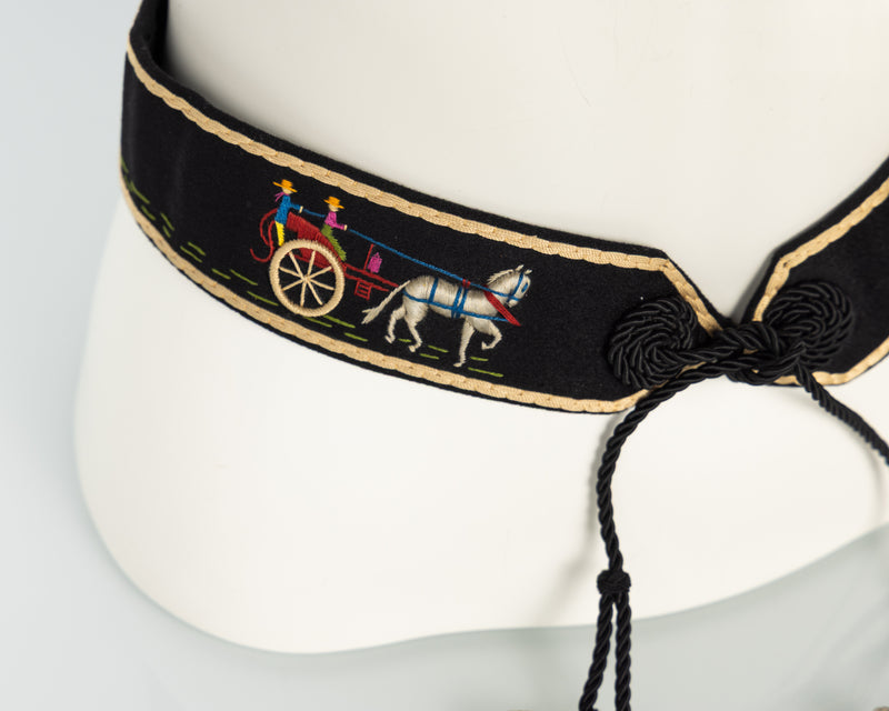Vintage Hermès Embroidered Wool Felt Tassel Belt — Museum Piece, c. 1940s