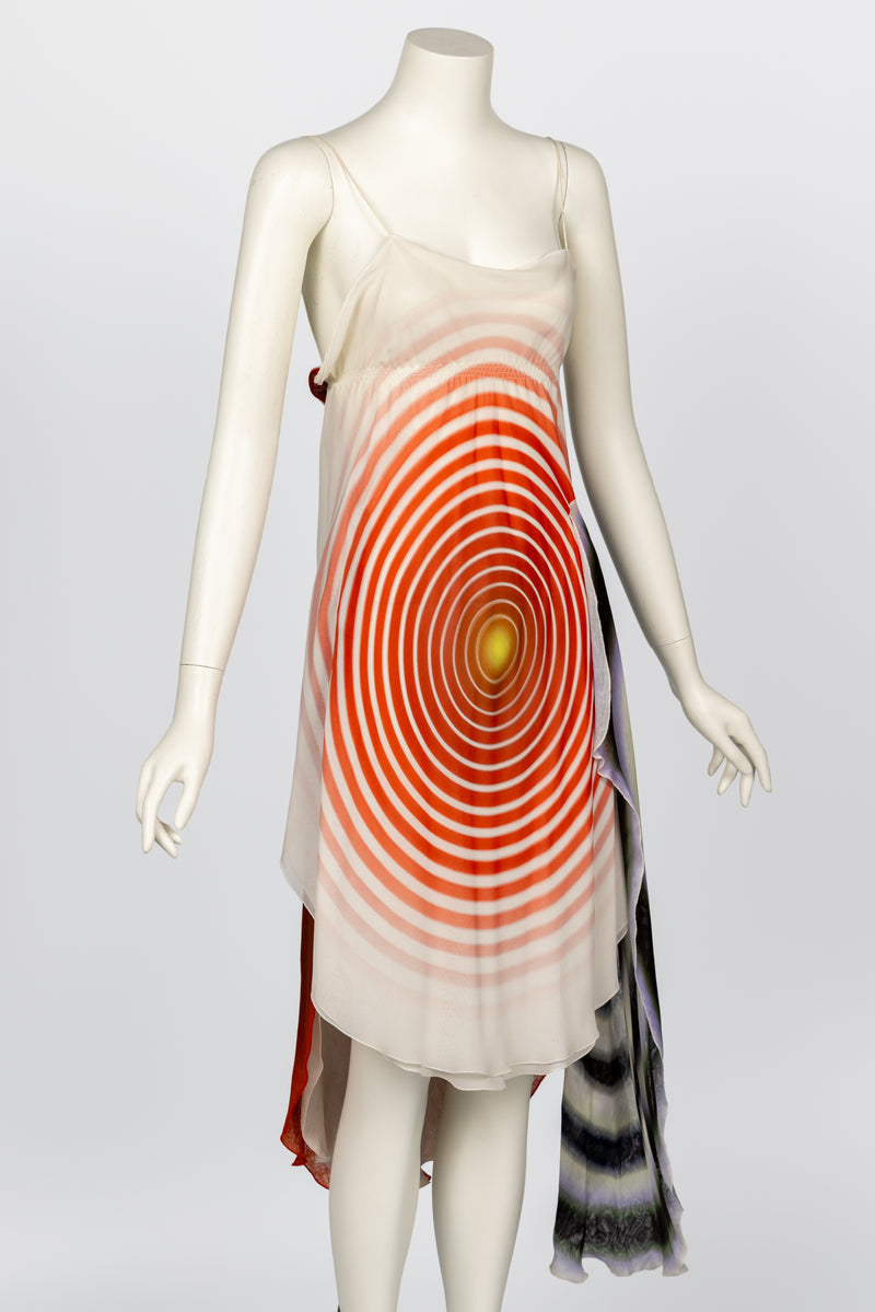 Fendi Karl Lagerfeld Spring 2008 Radiating Circles Silk Chiffon Dress NWT