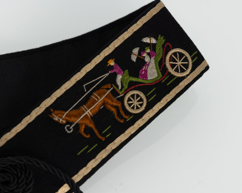 Vintage Hermès Embroidered Wool Felt Tassel Belt — Museum Piece, c. 1940s