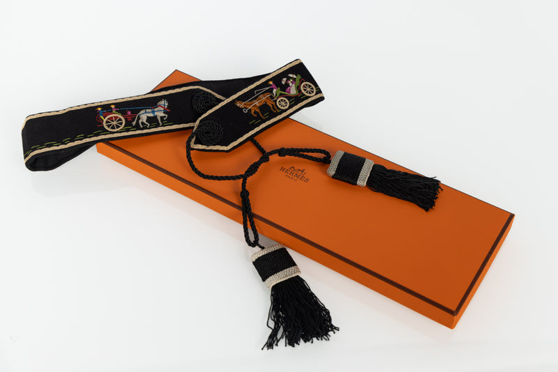 Vintage Hermès Embroidered Wool Felt Tassel Belt — Museum Piece, c. 1940s