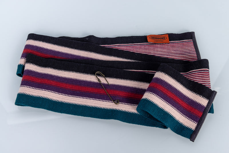 Missoni Fall 2005 Multicolor Knit Obi Belt with Leather Trim