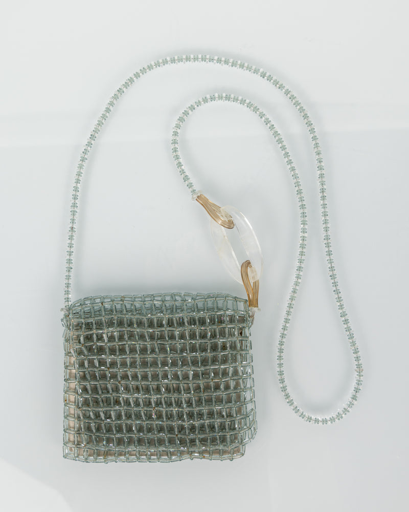Giorgio Armani Pale Blue Glass Beaded Shoulder Bag — c. 1990s