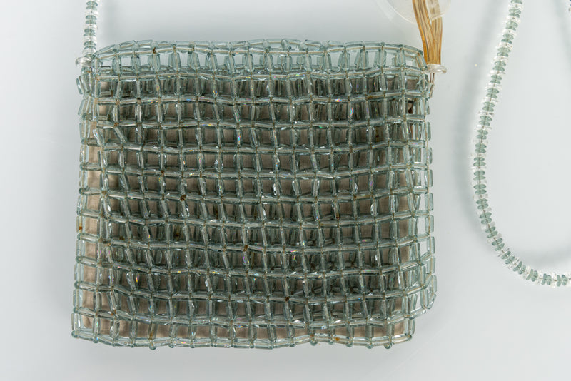 Giorgio Armani Pale Blue Glass Beaded Shoulder Bag — c. 1990s
