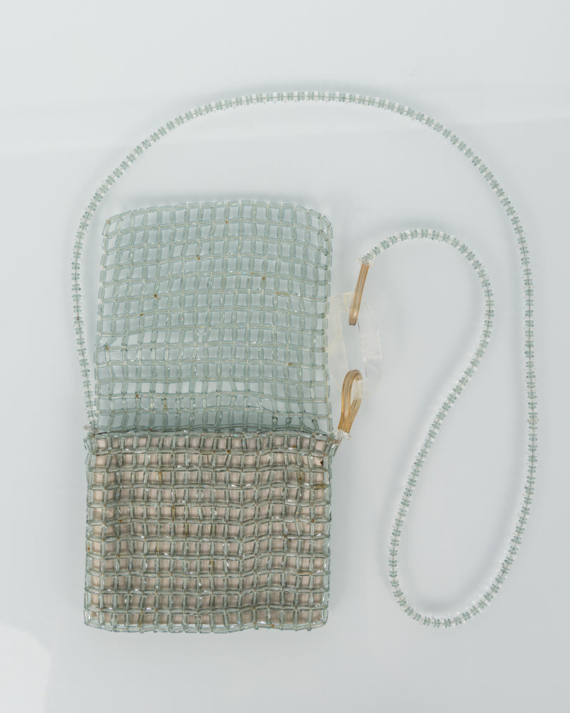 Giorgio Armani Pale Blue Glass Beaded Shoulder Bag — c. 1990s
