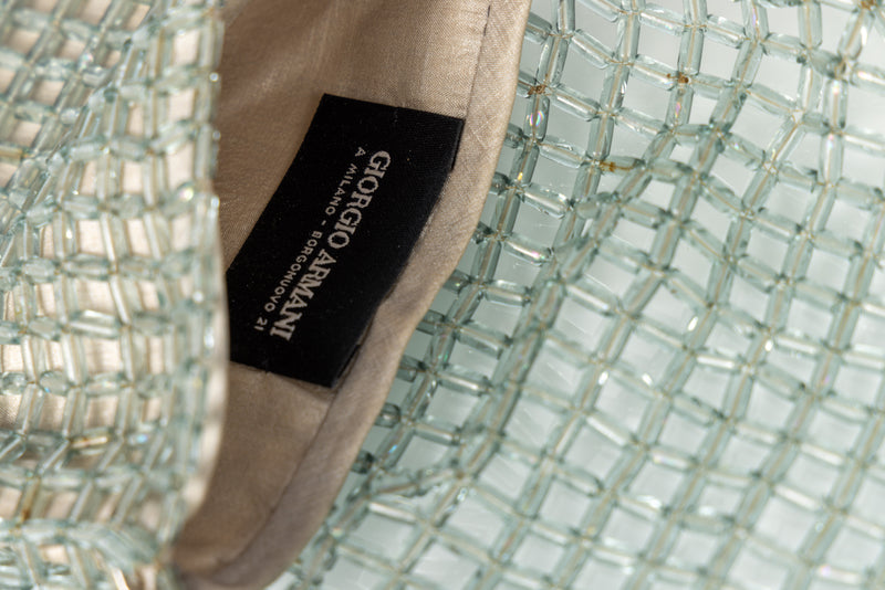 Giorgio Armani Pale Blue Glass Beaded Shoulder Bag — c. 1990s