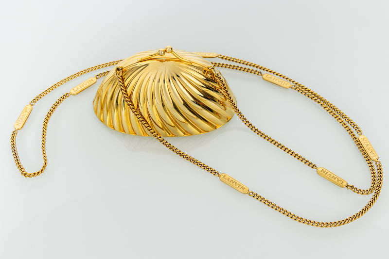 Vintage Lanvin Gold Shell Minaudière Bag