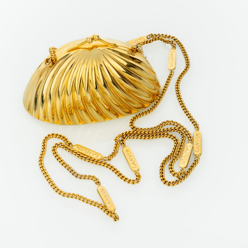 Vintage Lanvin Gold Shell Minaudière Bag