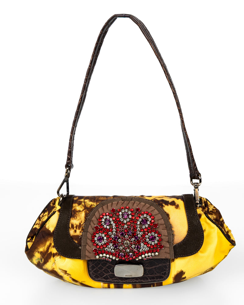 Prada Fall/Winter 2004 Jewel-Embellished Printed Satin Shoulder Crocodile Bag