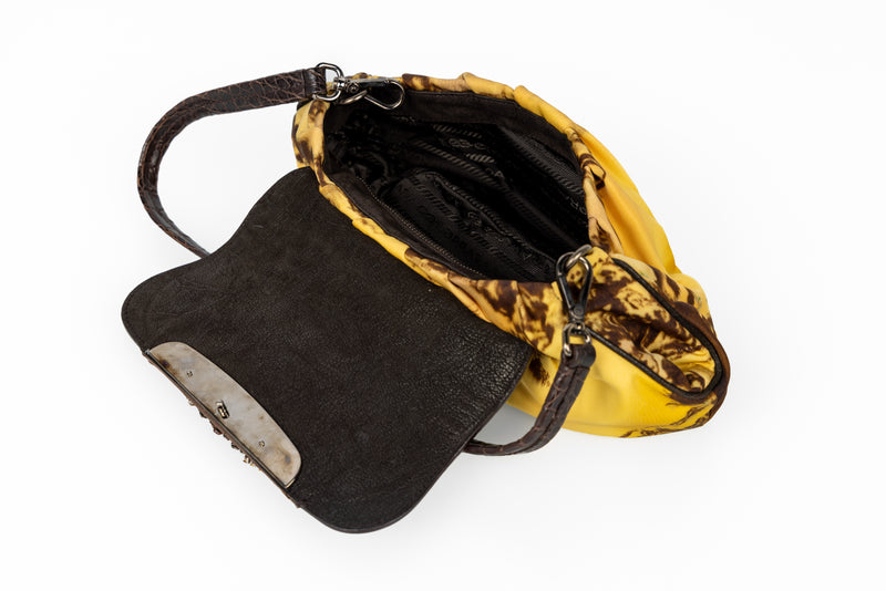 Prada Fall/Winter 2004 Jewel-Embellished Printed Satin Shoulder Crocodile Bag