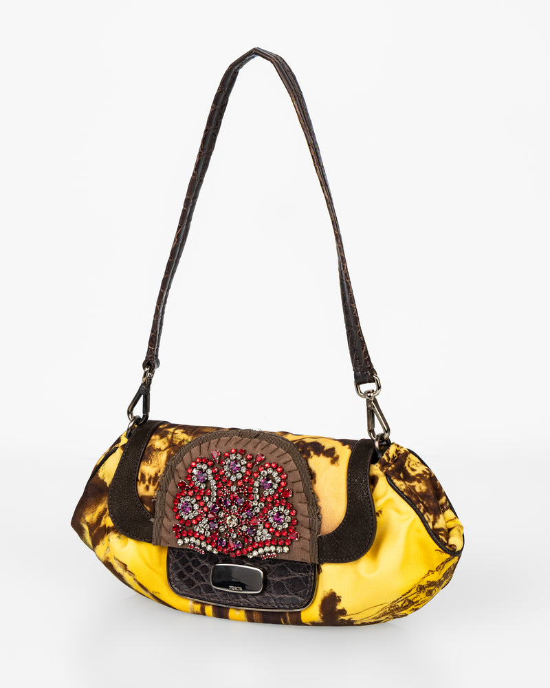 Prada Fall/Winter 2004 Jewel-Embellished Printed Satin Shoulder Crocodile Bag