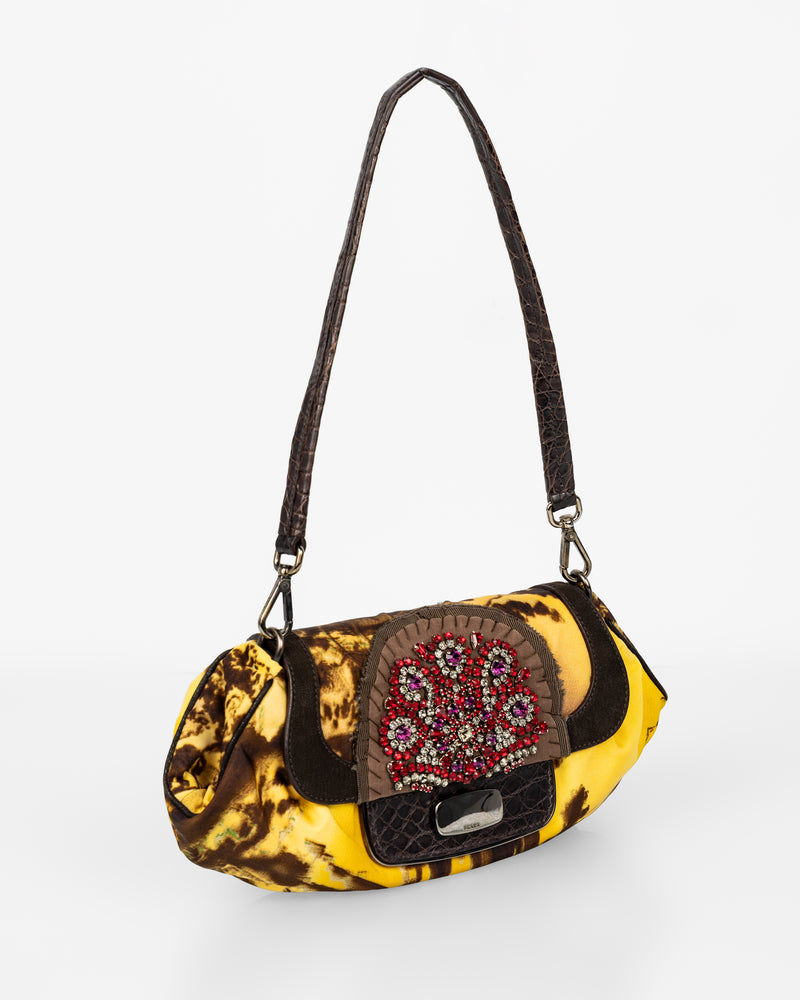 Prada Fall/Winter 2004 Jewel-Embellished Printed Satin Shoulder Crocodile Bag