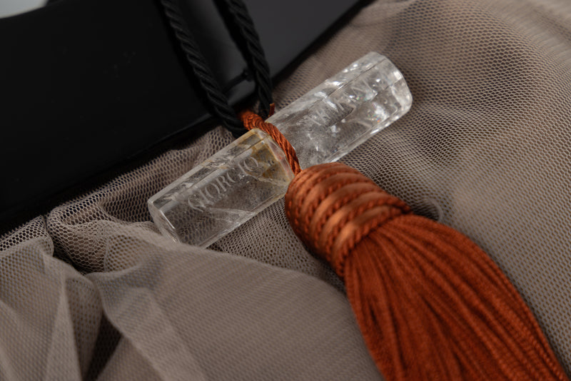 Giorgio Armani Taupe Tulle  Bag Rock Crystal Closure and Lucite Handles