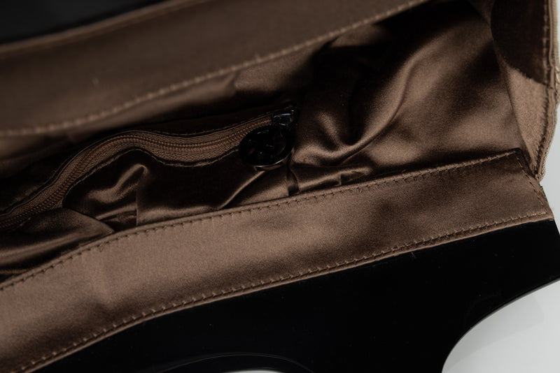 Giorgio Armani Taupe Tulle  Bag Rock Crystal Closure and Lucite Handles