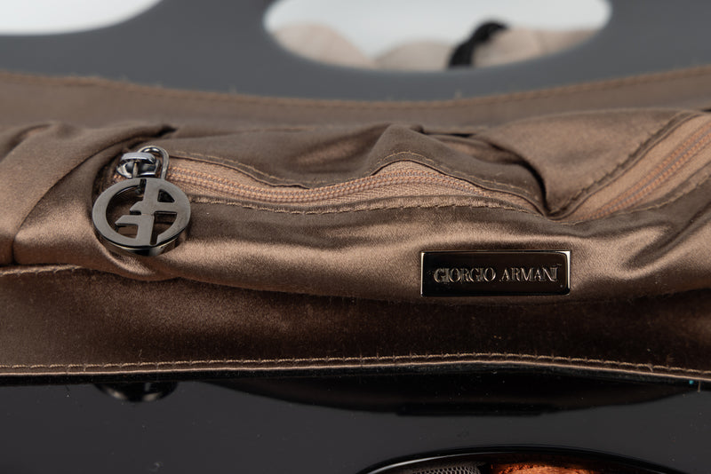 Giorgio Armani Taupe Tulle  Bag Rock Crystal Closure and Lucite Handles