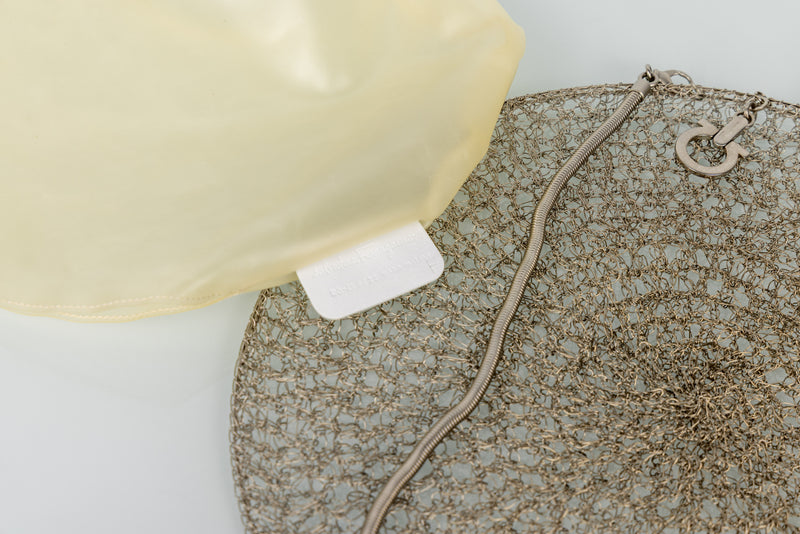 Salvatore Ferragamo Silver Wire Crochet Round Bag, 1990s