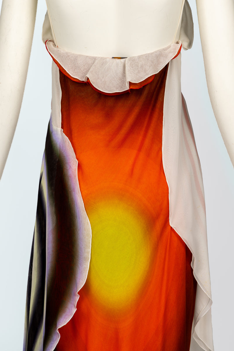 Fendi Karl Lagerfeld Spring 2008 Radiating Circles Silk Chiffon Dress NWT