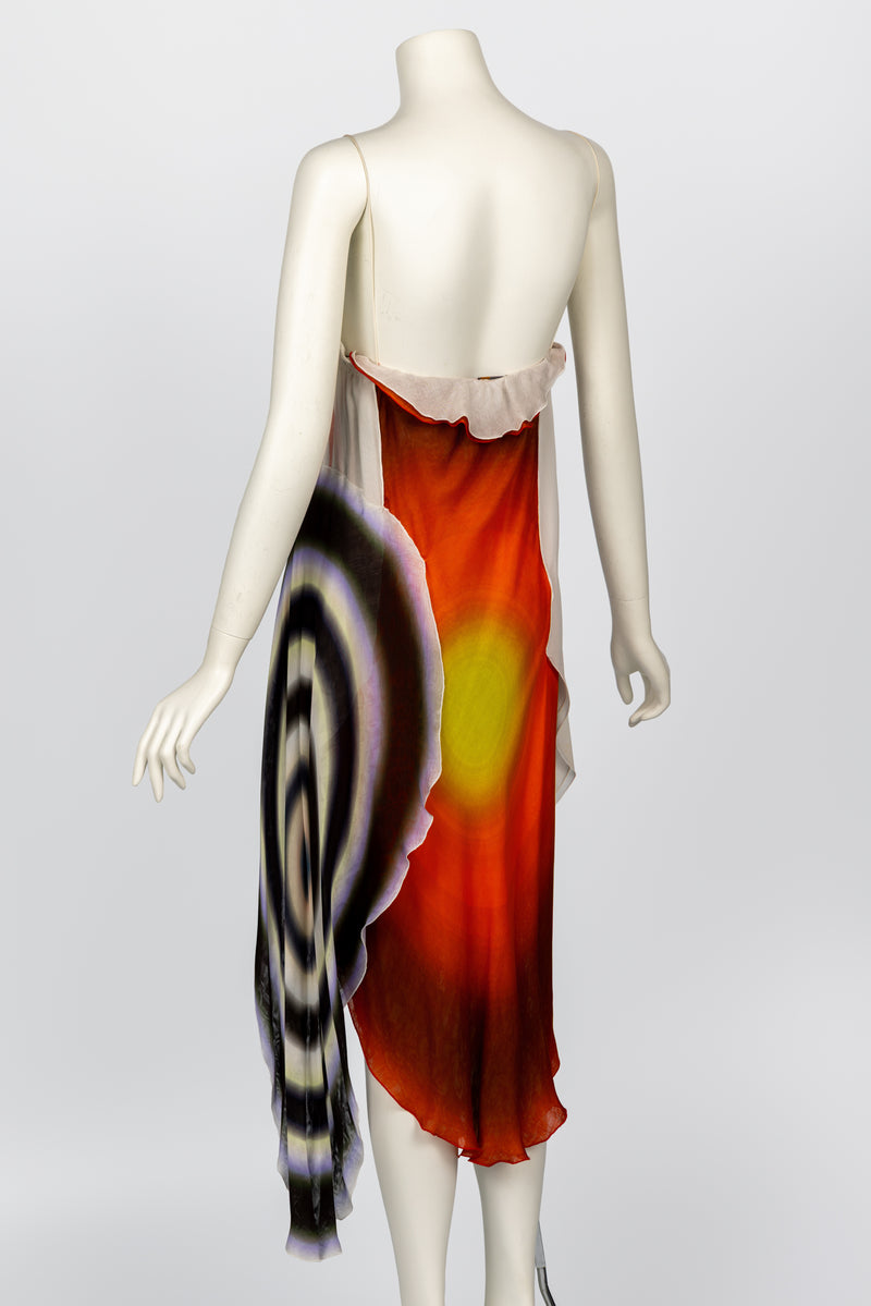 Fendi Karl Lagerfeld Spring 2008 Radiating Circles Silk Chiffon Dress NWT