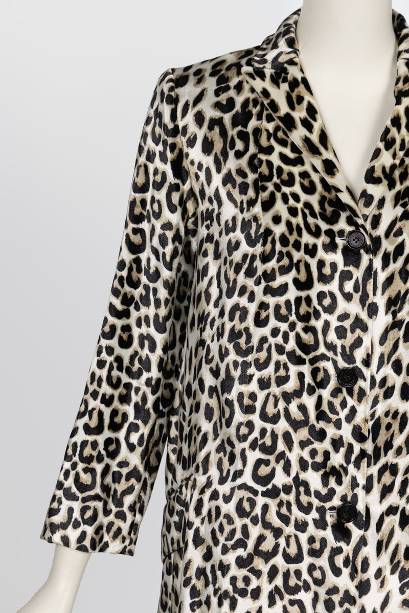Nina Ricci Leopard Print Silk Velvet Coat 2017