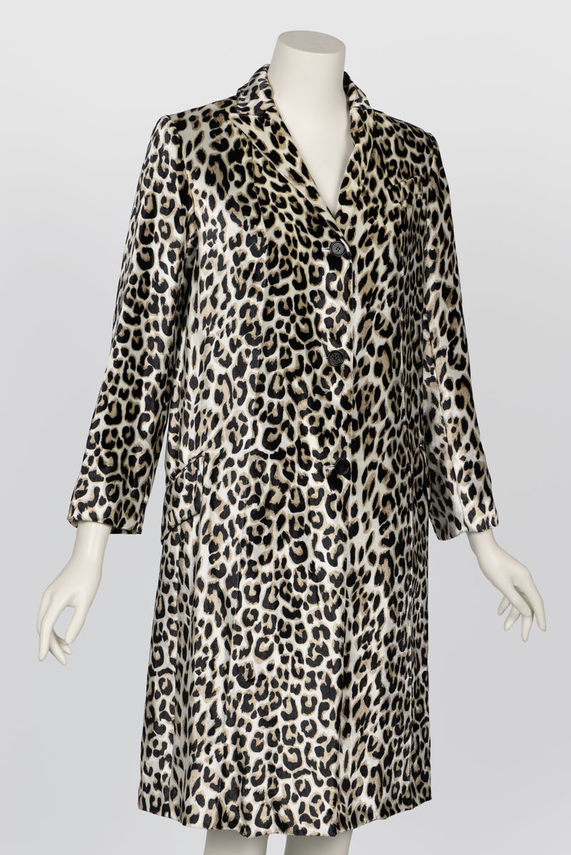 Nina Ricci Leopard Print Silk Velvet Coat 2017