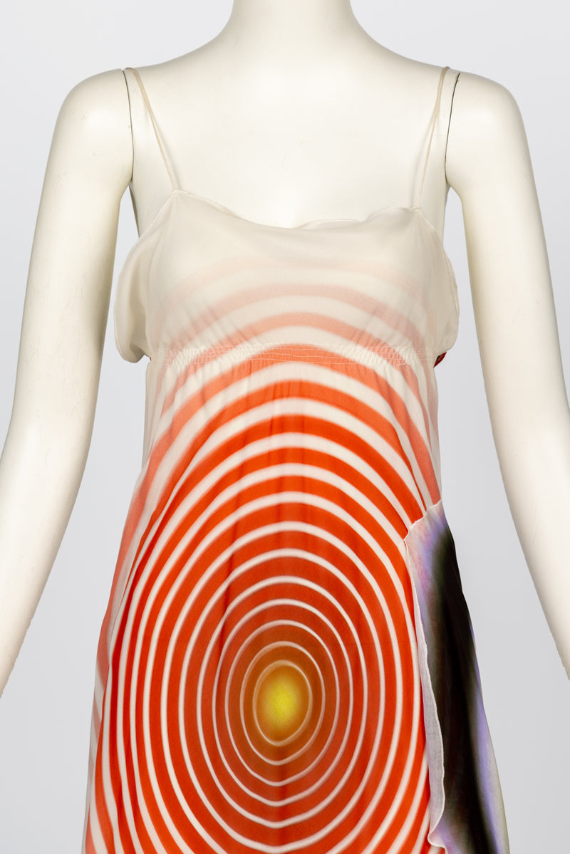 Fendi Karl Lagerfeld Spring 2008 Radiating Circles Silk Chiffon Dress NWT