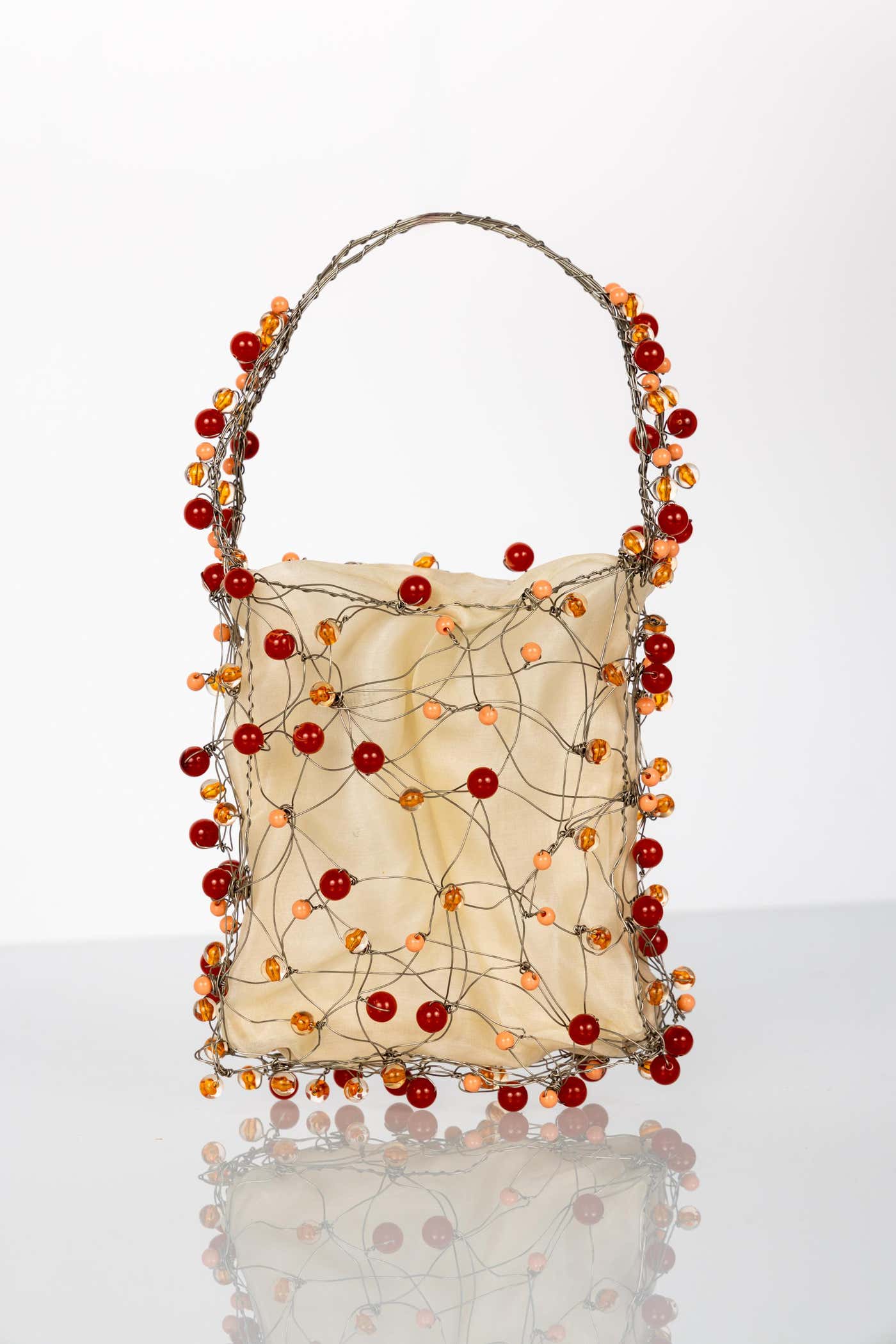 BOTTEGA VENETA ビーズバッグ Vintage Bottega Veneta Sculptural Beaded Organza Bag – Basha Gold