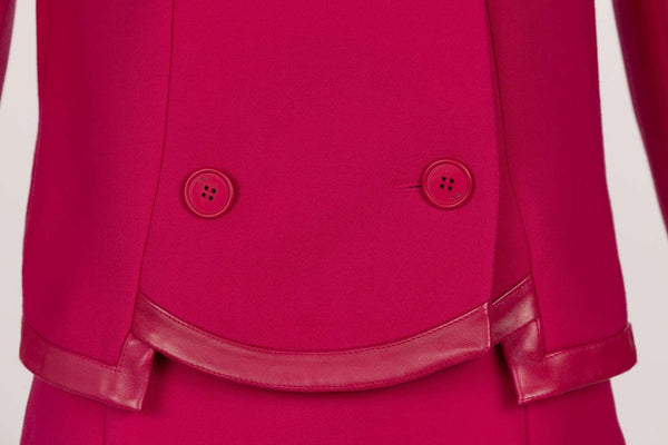 Vintage Christian Dior Pink Leather Trimmed Skirt Suit