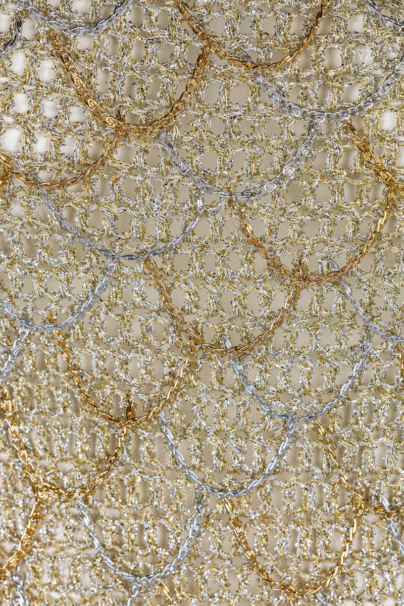 Loris Azzaro Gold Silver Crochet Chain Top, 1970s