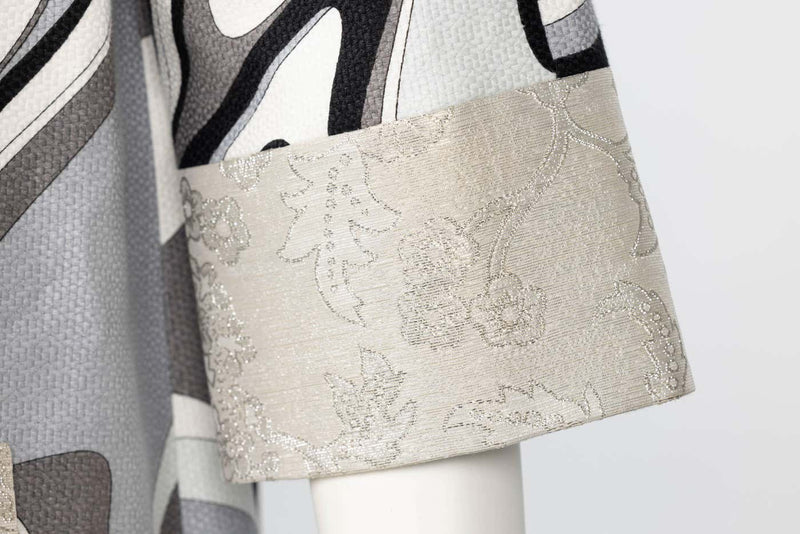 Emilio Pucci Silver Black Print Spring 2007 Runway Mod  Evening Coat