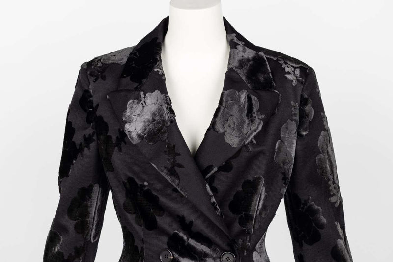 Prada F/W 2009 Runway Black Silk Velvet Floral Skirt Suit New W/Tags