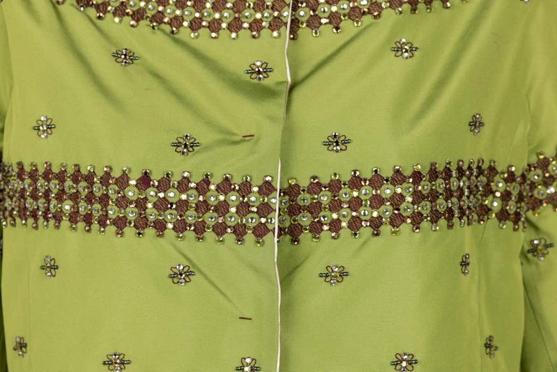 Prada F/W 2004 Green Silk Crystal Embellished Cropped Jacket Limited Edition