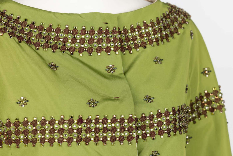 Prada F/W 2004 Green Silk Crystal Embellished Cropped Jacket Limited Edition