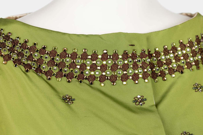 Prada F/W 2004 Green Silk Crystal Embellished Cropped Jacket Limited Edition