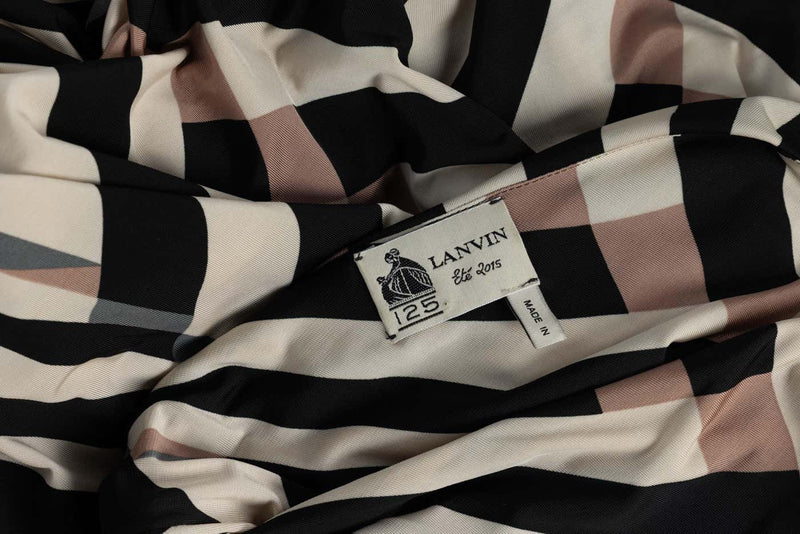 Lanvin Alber Elbaz Spring 2015 One Shoulder Chevron Striped Jersey Dress