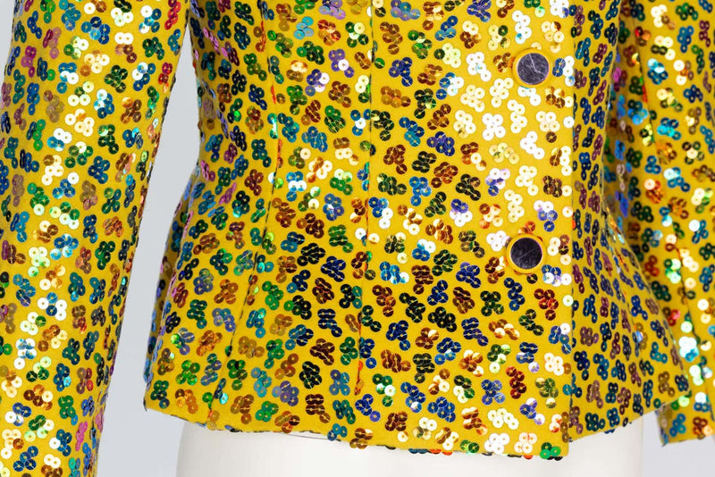Vintage 1980s Givenchy Yellow Wool Multicolored Sequin