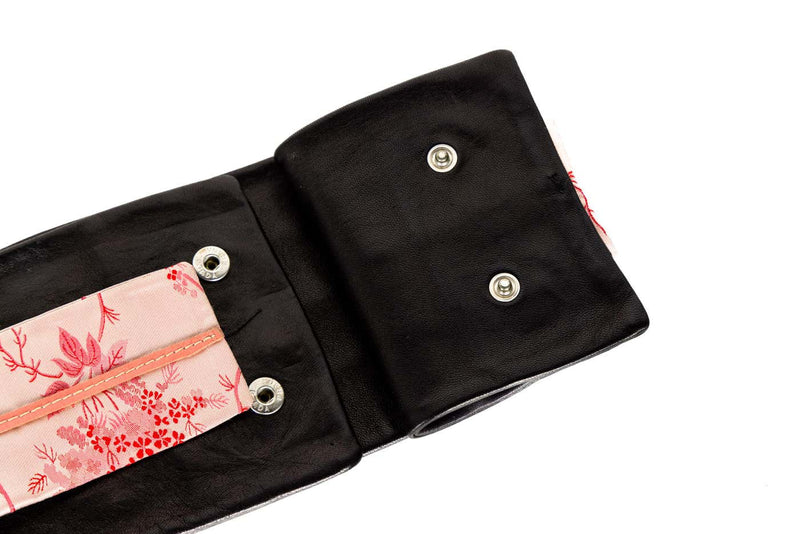Prada Cherry Blossom Leather Silk Obi Kimono Belt 1990s