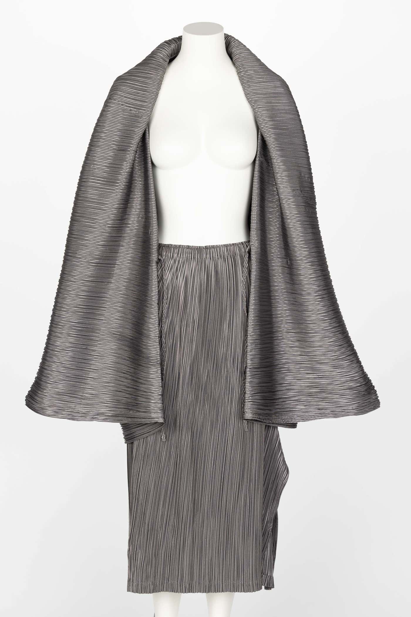 Vintage Issey Miyake Metallic Kimono Jacket Origami Pleats Skirt
