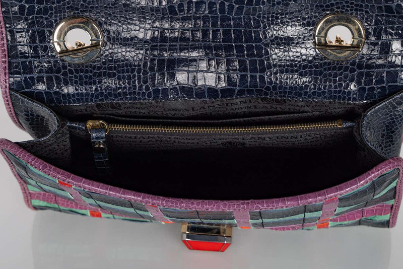 Lanvin Alber Elbaz Turquoise Red Crocodile Effect Woven Chain Bag Spring 2009