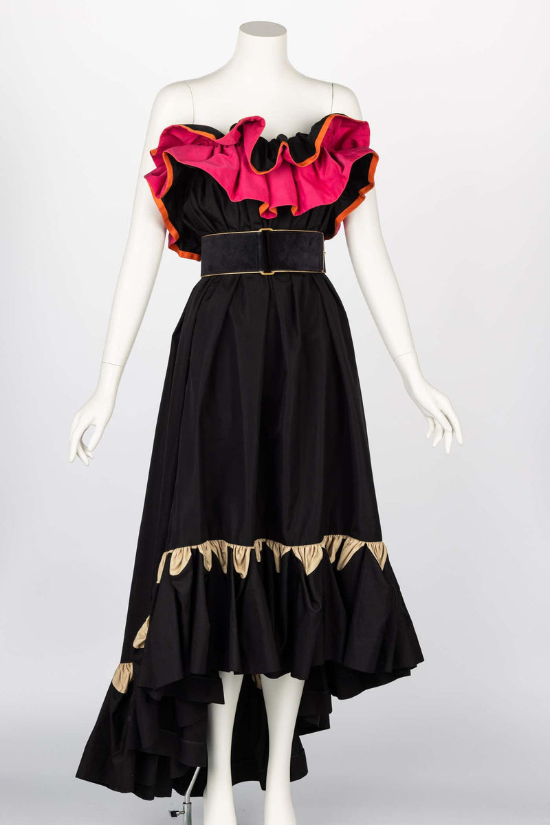 Yves Saint Laurent YSL Runway Balck & Pink Flamenco Dress, Spring 2011