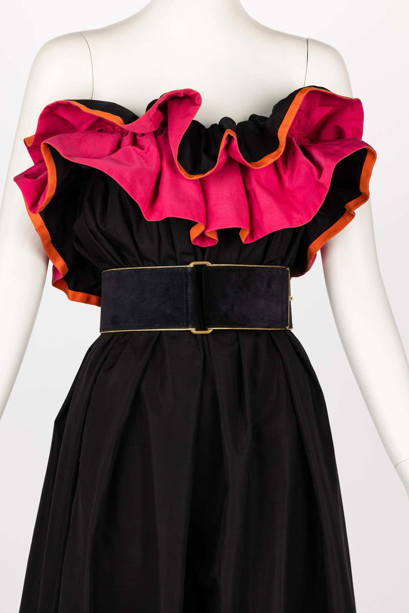 Yves Saint Laurent YSL Runway Balck & Pink Flamenco Dress, Spring 2011