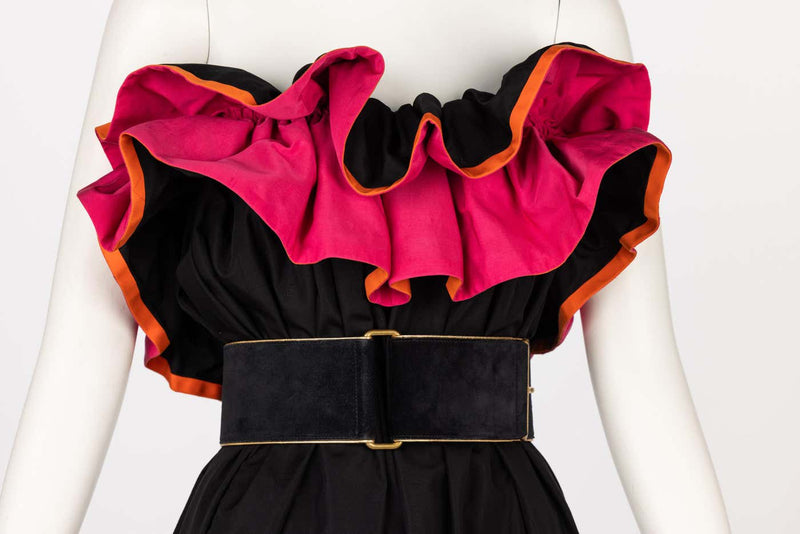 Yves Saint Laurent YSL Runway Balck & Pink Flamenco Dress, Spring 2011