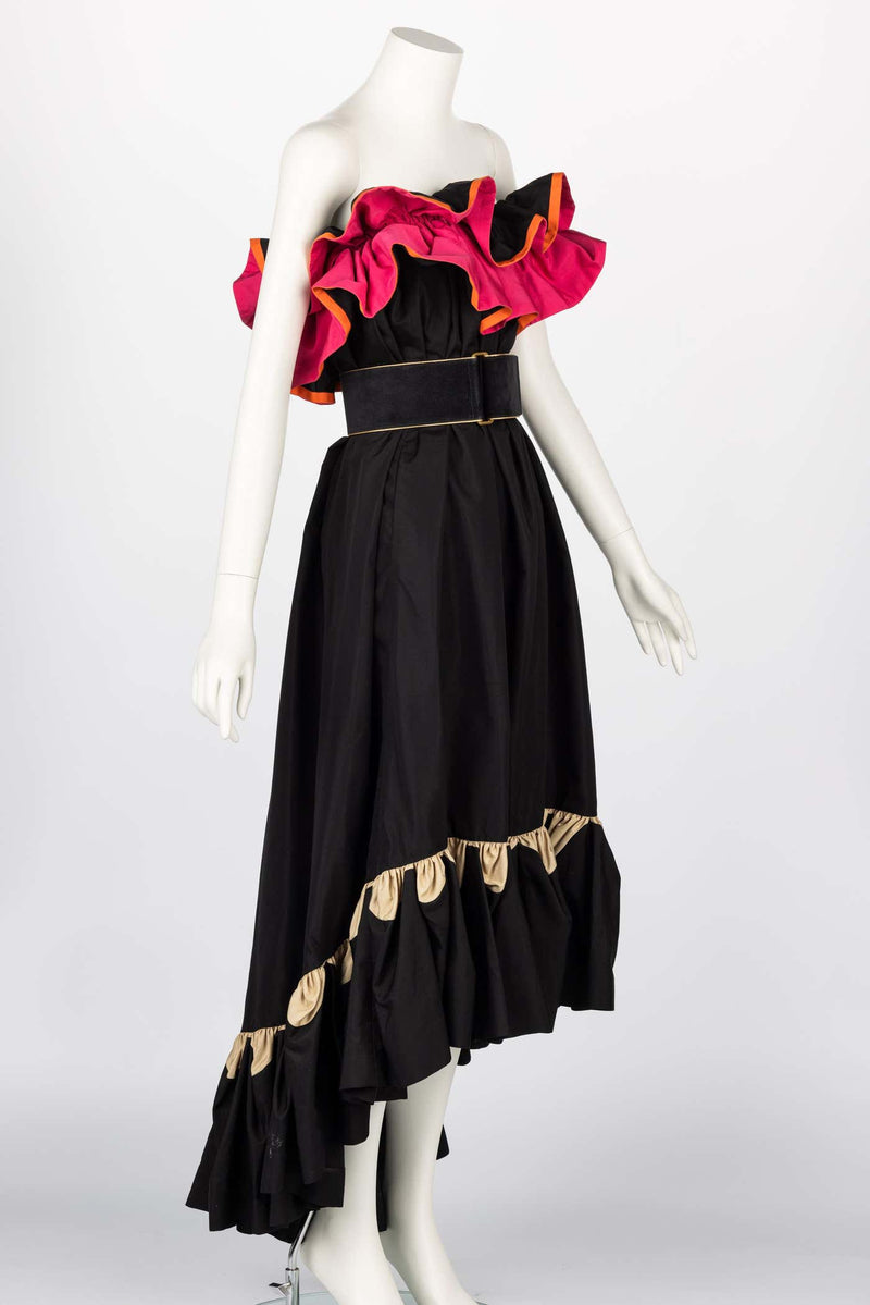 Yves Saint Laurent YSL Runway Balck & Pink Flamenco Dress, Spring 2011