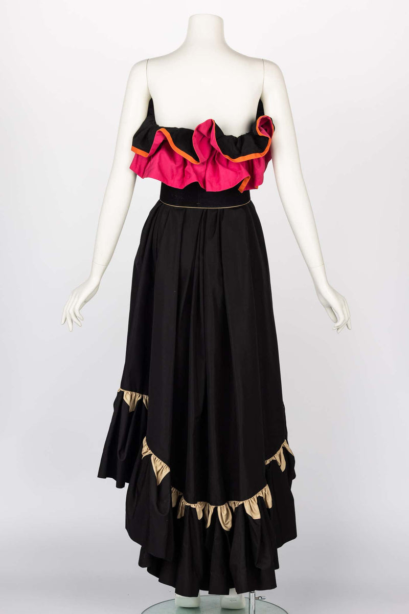 Yves Saint Laurent YSL Runway Balck & Pink Flamenco Dress, Spring 2011