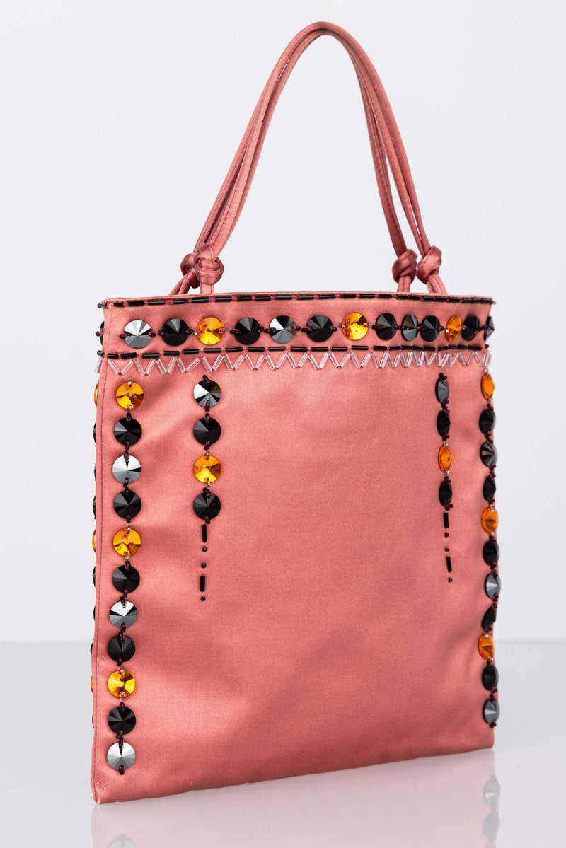 Prada Pink Silk Jewel Beaded Bag