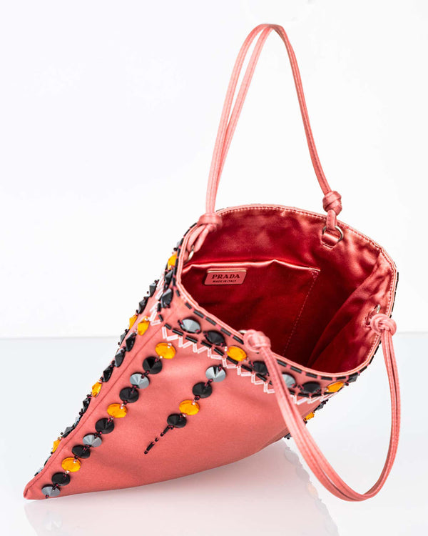 Prada Pink Silk Jewel Beaded Bag
