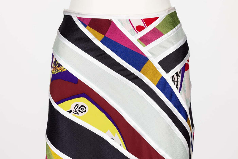 VINTAGE CHRIsTIAN  LACROIX MULTICOLORED PRINT SILK MAXI SKIRT