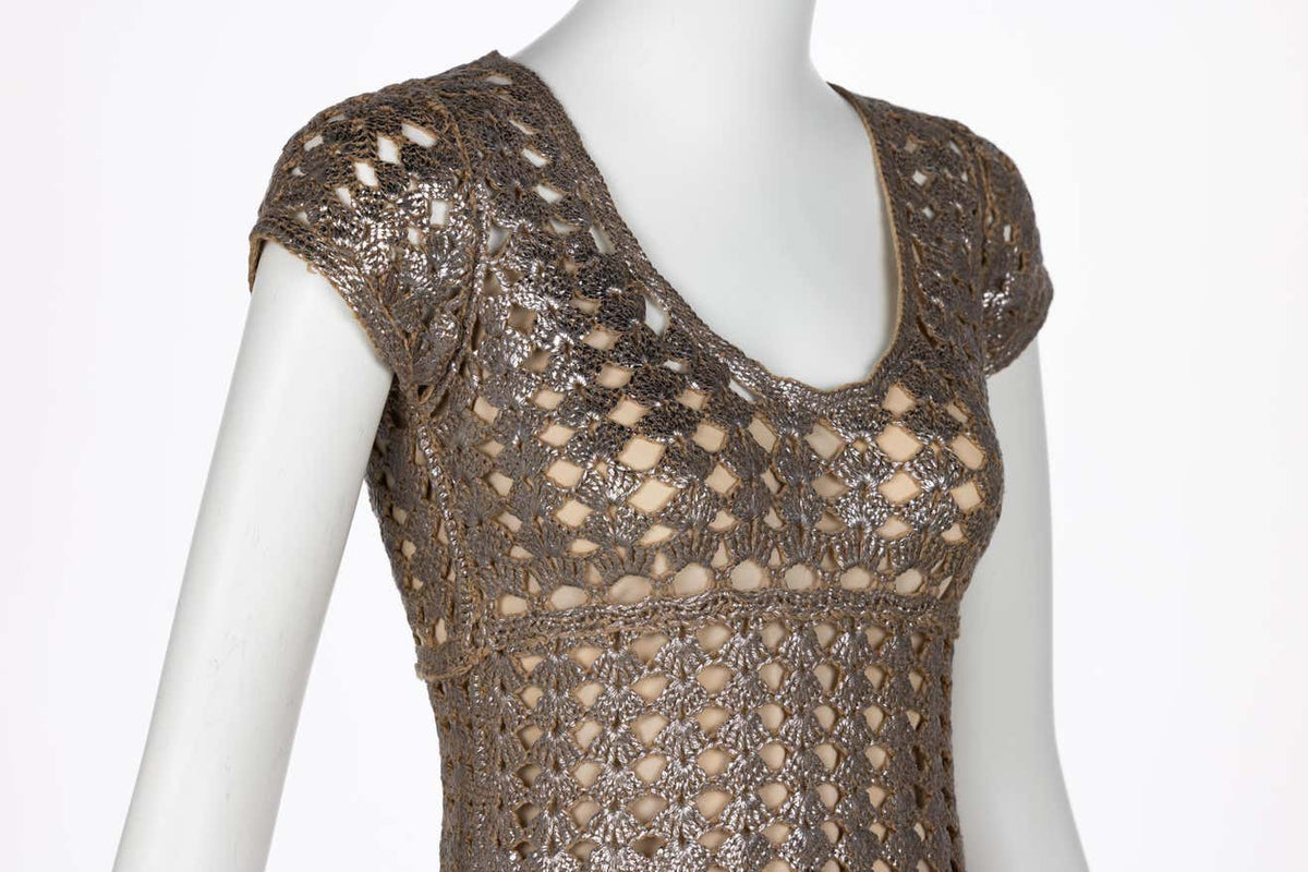Prada Bronze Metallic Crochet Dress, 2000s – Basha Gold