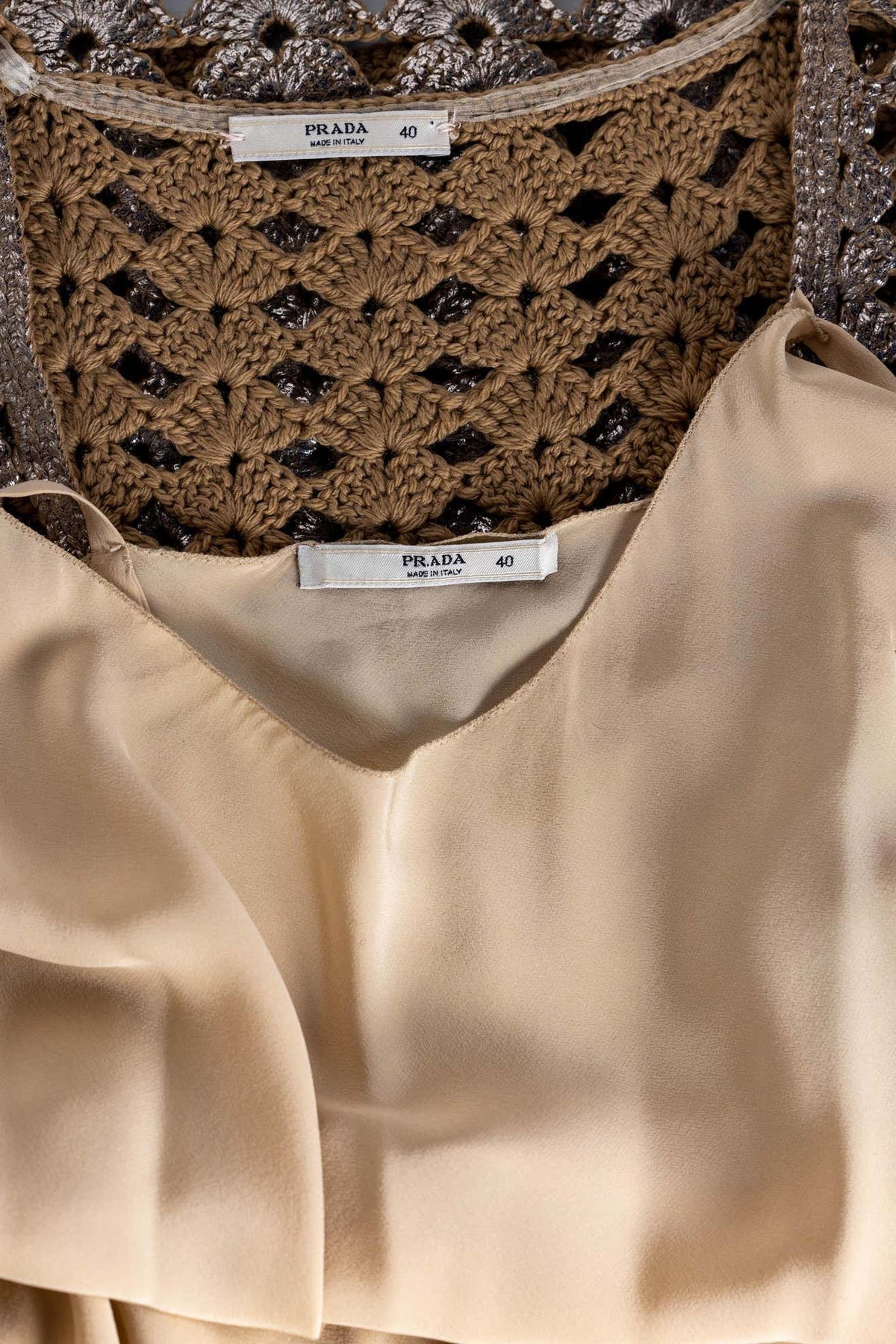 Prada Bronze Metallic Crochet Dress, 2000s – Basha Gold