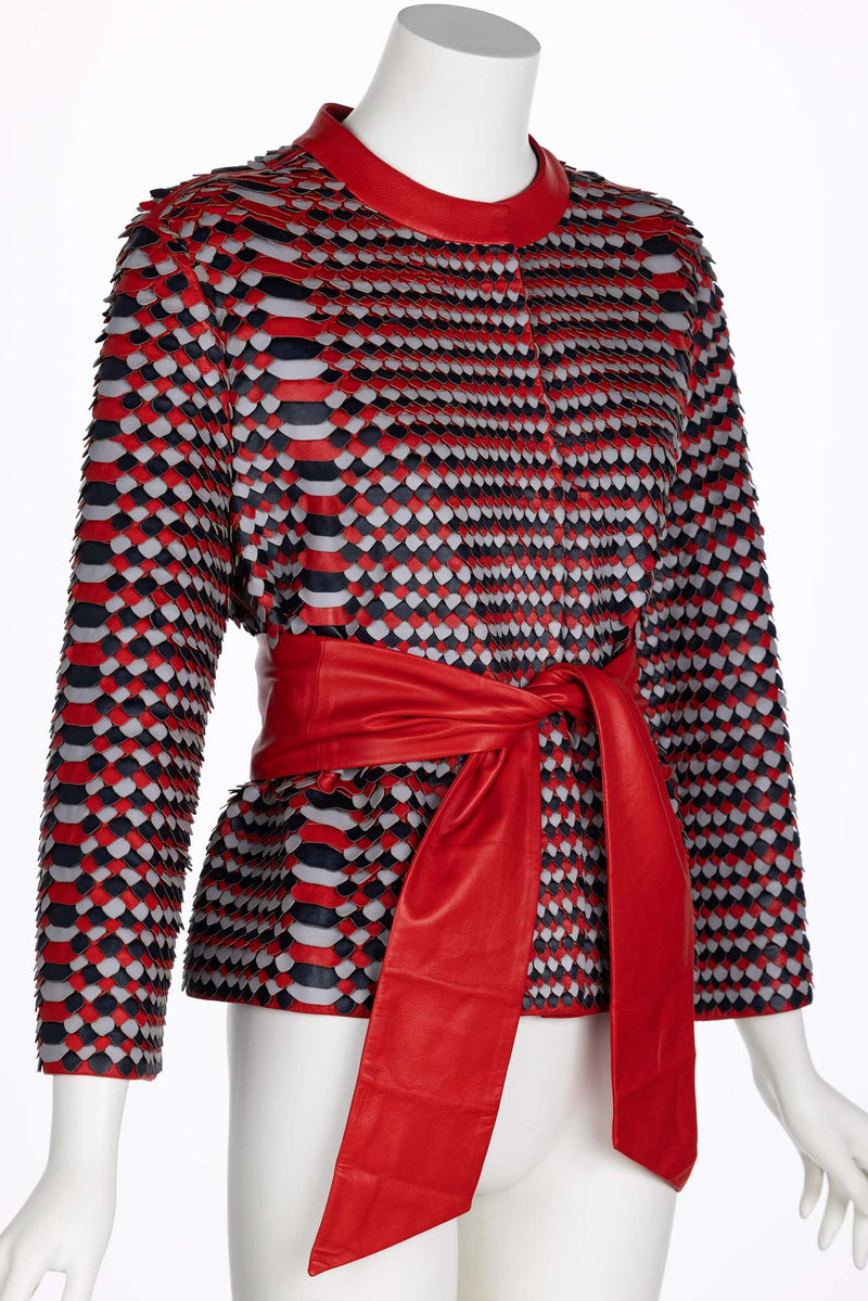 Giorgio Armani Red Leather Jacket & Belt